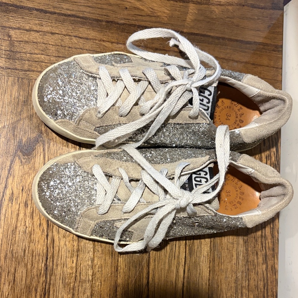 Golden Goose Kids Silver Glitter Sneakers